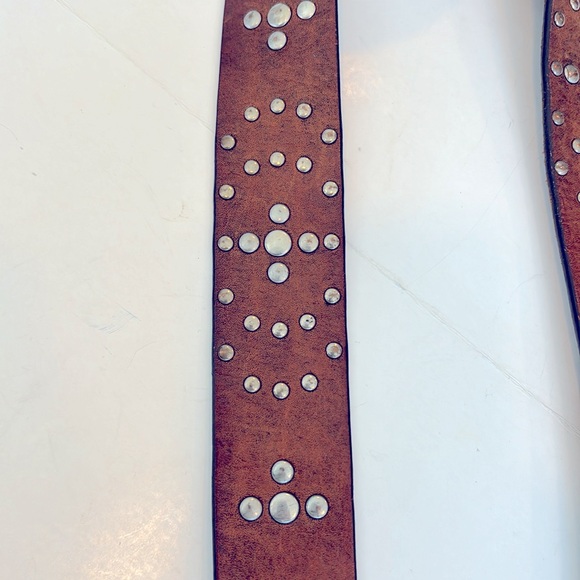 Silver studded cowhide leather belt size 2XL measure 45” long. - Picture 6 of 7